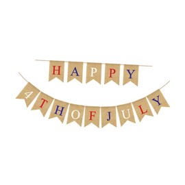 LABRIMP Independence Day Happy 4th of July Swallowtail Flag Letter Banner Bunting American National Day Reusable Burlap Photo Memory
