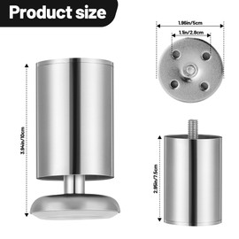 Vortix Set of 4 Furniture Feet, Height Adjustable, Square, Cabinet Feet, Cabinet Legs, Table Legs, Furniture Legs, Table Foot, Aluminium Alloy for DIY Furniture (8 cm Metal Colours)