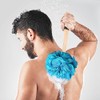 Forenee Loofah Stick Malla Suave Luffa Mango Madera Antideslizante Hecho