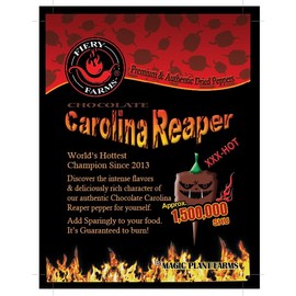 Chocolate Carolina Reaper Pepper Flakes by Magic Plant - Rare Strain Chocolate Reaper Crushed Chili Flakes | Extremely Hot Fruity with Smoky Hints | Natural - Non-GMO – Kosher - Fair Trade (2 Oz)