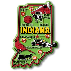 Indiana Colorful State Magnet by Classic Magnets, 2.5" x 3.6", Collectible Souvenirs Made in The USA