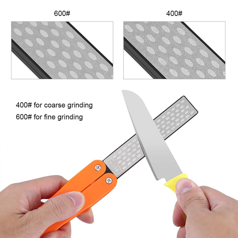 Chazcool Folding Knife Sharpener, 400/600 Grit Knife Sharpener, Folding Double
