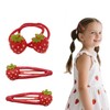 4Pcs Strawberry Red Metal Snap Hair Clips and Hair Ties