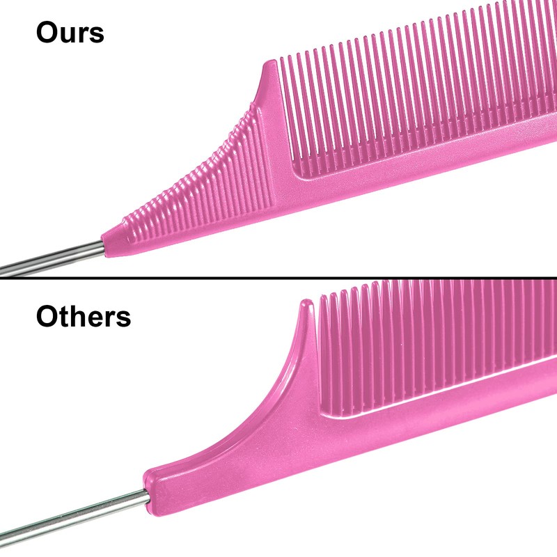 Leinuosen 3 Packs Rat Tail Comb Steel Pin Rat Tail