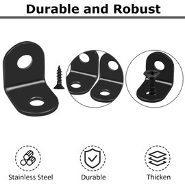 yeestone Small Angle Connector, 10 Pieces Metal Brackets, Yeestone Steel Angle Brackets, Stainless Steel Black Angle Brackets, 90 Degree with 20 Screws, Angle Iron for Wood, Table, Chair, Bookcase 20