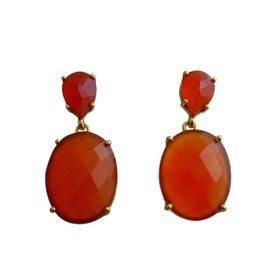 Carneol Vergoldet 925 Silber Ohrringe - Natürlicher Edelstein - Geburtstagsgeschenk - Weihnachtsgeschenk - Handgefertigte Geschenkideen für Frauen