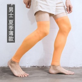 Men's Summer Thin Sports Leg Sleeves & Thigh-High Stockings Set with Knee Pads - Versatile Size/Black 10ea