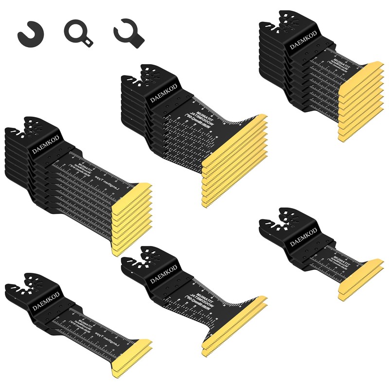 DAEMKOD 30 Pack Titanium Oscillating Tool Blades Metal Cutting, Professional