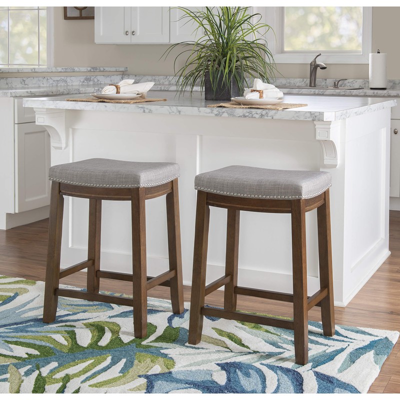 Linon Home Décor Kingston Rustic Backless Counter Stool,
