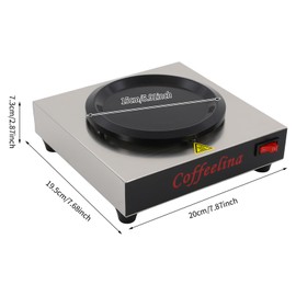 Commercial Coffee Carafe Warmer Portable Single Burner Decanter Warmer Plate Stainless Steel Electric Beverage Warmer for Home Office Coffee Milk Tea Warming, Black & Silver