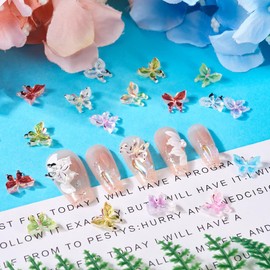 60Pcs Butterfly Nail Charms 3D Butterfly Nail Art Charms Resin Glitter Butterfly Nail Art Decoration for Manicure