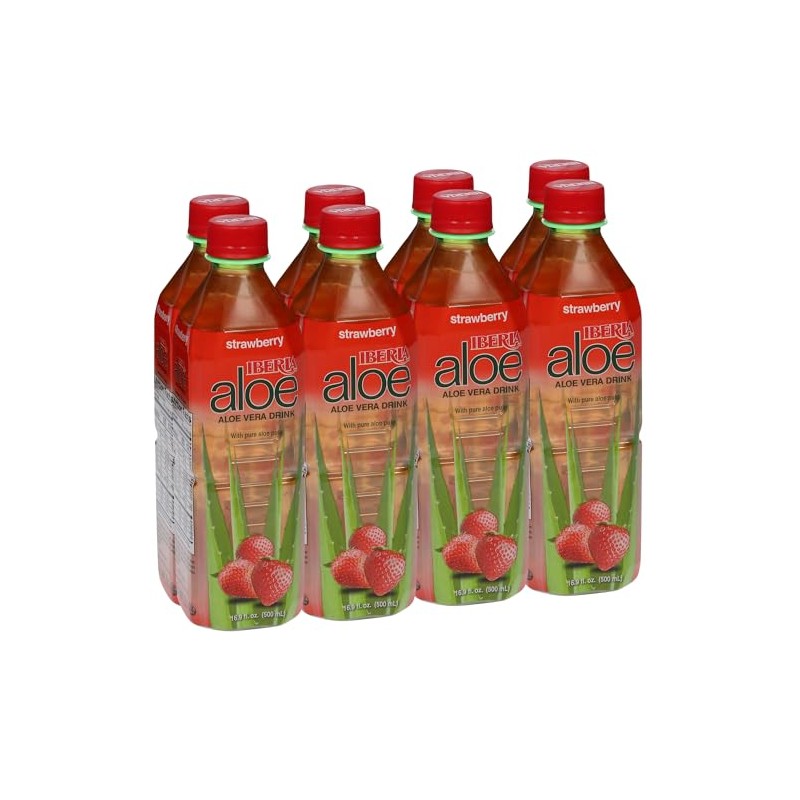 Iberia Aloe Vera Juice Drink, Strawberry,16.9 Fl Oz (Pack of