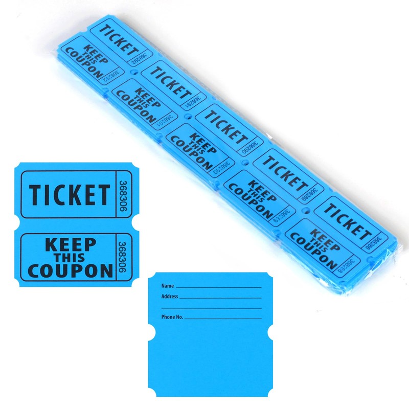 Azureal 800 Raffle Tickets, Consecutively Numbered Tickets, 50/50 Raffle Tickets