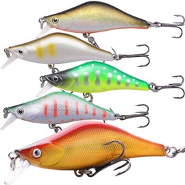 CONTYU Mountain Stream Minnow Set of 5 Slow Inducing Trout Sinking Lures 2.0 inches (50 mm), 0.2 oz (5.0 g)