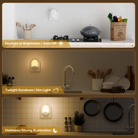 Detake Detake LED Nachtlicht Steckdose mit D?mmerungssensor 2 Stck, Baby Stilllicht Steckdosenlicht Automatischer Ein-/Ausschalter, 0.5W Warmwei?, 30 lm fr Kinderzimmer, Bad, Schlafzimmer, Flur, Treppen