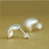 Sterling Silver Shiny Polished Half Hoop Bead Dome Stud Earrings