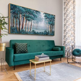 XLSJERST Green Tree Wall Art - Forest Landscape Canvas Picture Modern Birch Trees Nature Painting for Living Room Bedroom Dinning Room Home Decoration