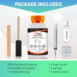 Sublimation Coating - 250ml Universal Coating Kit for Mugs, Tumbler, Ceramics, Wood, Glass, Metal - Sublimation Liquid Coating, Durable, High Gloss Finish - Sublimation Supplies and Accessories Kit