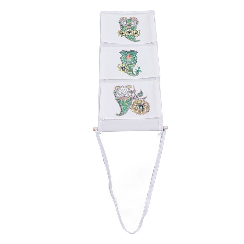Hanging Storage Bag 3 Compartment Foldable Rhinestone Painting Pattern DIY