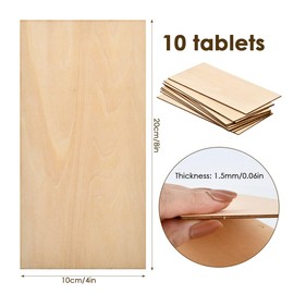 Balsa Wood Sheets Unfinished 10PCS Craft Plywood Sheets 200x100x1.5mm, Basswood Sheets Craft Wood, Plywood Board Thin Wood Board Sheets Unfinished Wooden Blank for Crafts, Model Making, Wood Burning
