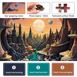 Naturelish 3D Visual Art Jigsaw Puzzles for Adults 1000 Pieces, Cave Alien Planet Landscape, Challenging Family Puzzle Puzzles, Great Gift Idea,Size 24x24 in