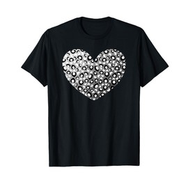 Black Leopard Heart Pattern Cheetah Print White Gray T-Shirt