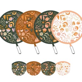 SUJJY 4 Pack Wild Floral Foldable Hand Fans, Versatile Round Handheld Cooling Fans for Wedding, Concert, Travel, Events, Graduation, Indoor, and Outdoor Use (Wild Floral)