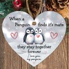 Heart-Shaped Penguin Love Plaque - "When a Penguin Finds Its