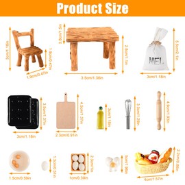 Abiemuce Gnome Accessories Baking, 25 Pieces Gnome Accessories, Miniature Gnome Accessories, Miniature Decorative Table and Chairs, Eggs, Rolling Pin Flour Bag, Mini Dollhouse Accessories, Ideal