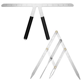 2 Pieces Tattoo Eyebrow Ruler 3-Point Positioning Ruler Eyebrow Golden Ratio Caliper Microblading Ruler Brow Caliper Measuring Tool Plastic Eyebrow Caliper for Student (Silver)