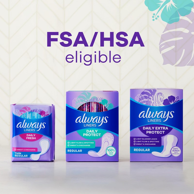 Always Panty Liners for Women Daily Protect Liners, Regular Length,96