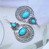 Allereya Boho Ethnic Teardrop Earrings Silver Tribal Drop Earrings Blue