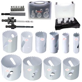 WOWSUPM 3/4” to 2-1/2” HSS Bi Metal Hole Saw Kit 10pcs Heavy Duty Hole Saw Bit for Wood Drywall Plastic Aluminum Mild Steel Iron Metal Stainless Steel