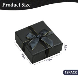 Bicuces 12 Pcs Small Gift Boxes Black Jewellery Gift Box with Lids Ring Earring Necklace Bracelet Bangle Boxes Square Gifts Cases Gifts Cardboard Box with Ribbon Bow for Birthday Wedding