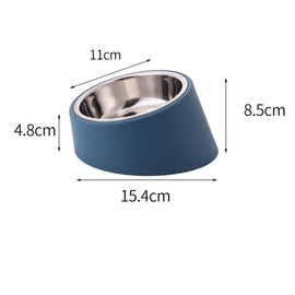 Fuwok 15° Tilted Angle Raised Slanted Food Water Bowl for Dogs and Cats,Removable & Non-Skid & Non-Spill, Easier to Reach Food 2pcs (BLue, S)