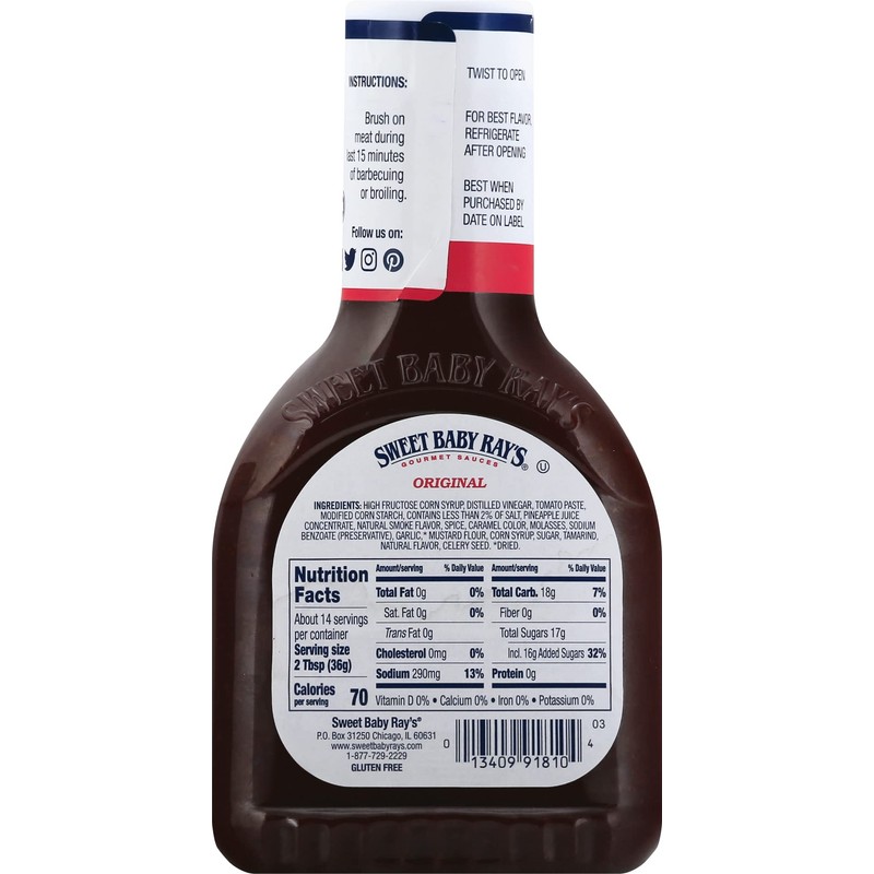 Sweet Baby Ray's Gourmet Sauce Barbecue Flavor (18 Ounce (Pack