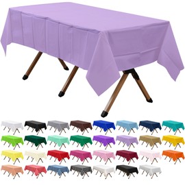 dinexlence 2 Pack Lavender Premium Plastic Tablecloth Rectangle 54 x 108 Inches Reusable Lilac Mauve Decorative Table Cover for Dining, Wedding, Party, Indoor and Outdoor use