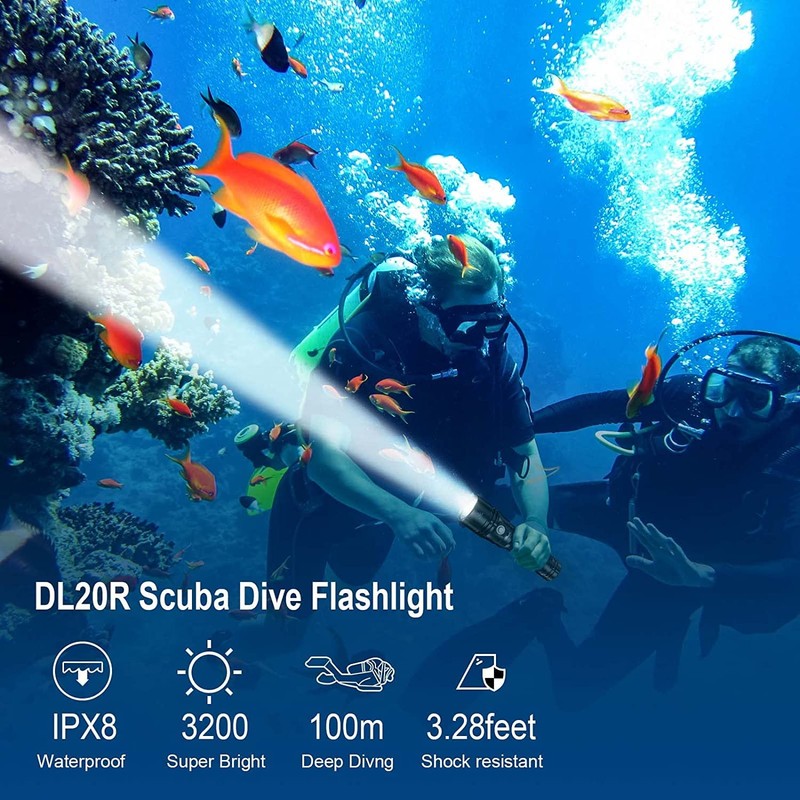 Wurkkos DL20R Diving Flashlight 3200 Lumen Dive Light 100M Scuba