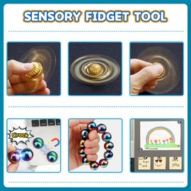 Dilabnda 5 Pack Fidget Set with Infinity Cube, Magnetic Stones, Fidget Gaming Pad, Golden Fidget Spinner, Rattle Snakes Magnetic Eggs, Sensory Cool Finger Set for Party Gift
