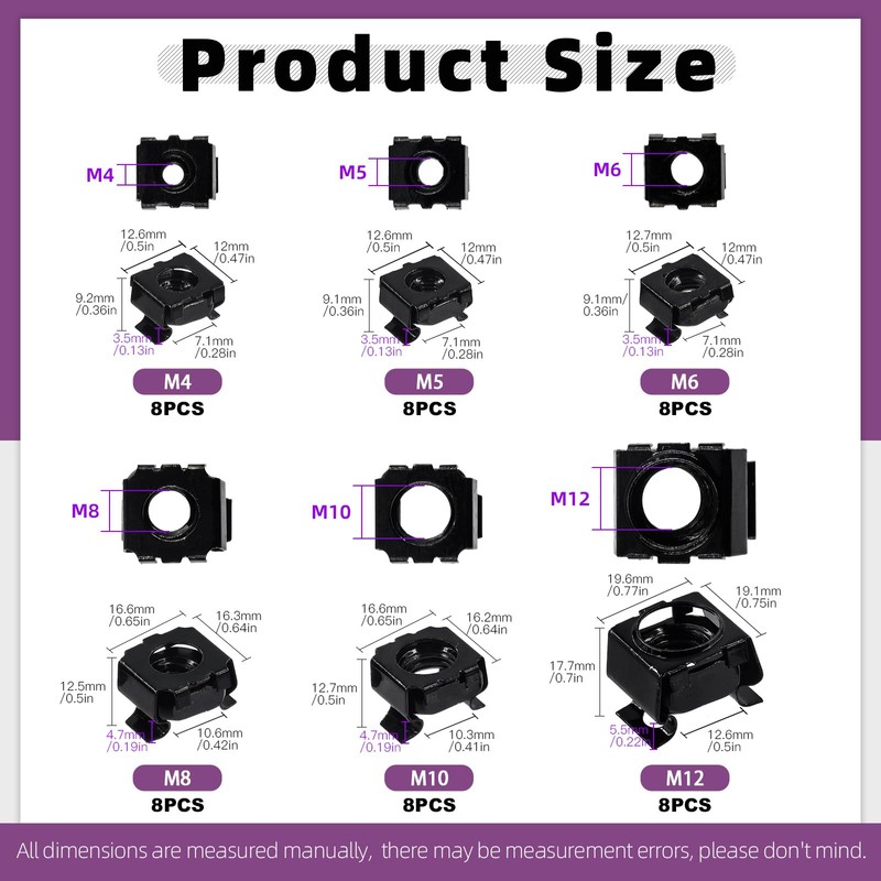 Swpeet 48Pcs 6 Sizes M4 M5 M6 M8 M10 M12