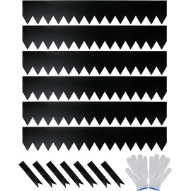 Worth Garden 6-Pack Galvanized Steel Landscape Edging with Black Powder Coating - 40" L x 6.5" H - Hammer-in 16-Gauge Metal Border Separator Strips with 7 Clips - Edge for Lawn Yard (20Ft Total)