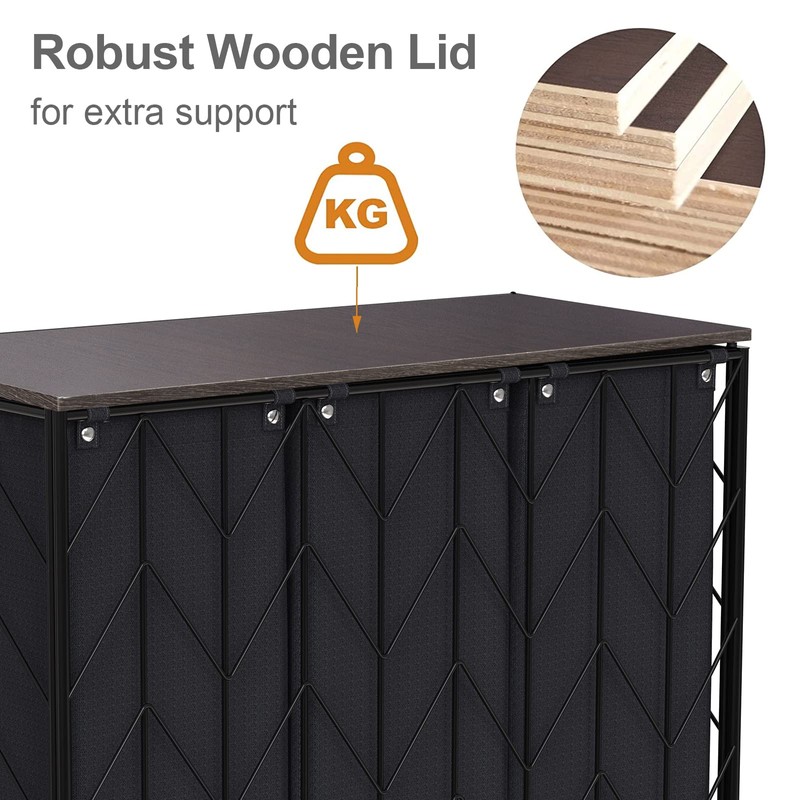 WOWLIVE Laundry Basket with Wheels, 142L Hamper 3 Section with