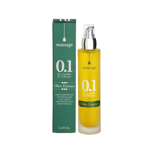 O.1 Castillo D Tabernas Massage Olive Oil Essence 3.4 FL Oz. Design Glass Bottle Dispenser (Olive Essence, Pack of 1)
