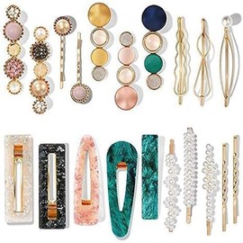 Macaron Pearl Acrylic Resin Fashion Hair Clips Set, ETHEL Cute Hair Barrettes Bobby Pins, Boho Fancy Hairpin Accessories Headwear Styling Tools, Gifts for Women Girls Decorative Wedding (TypeA)