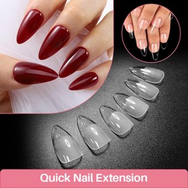 ZIFUTON Press On Nails Ballerina Soft Gel Tips Tips for Gel Nails Coffin 504 Pieces, Artificial Nails Fake Nails Tips, Full Cover Nail Tips Transparent for Nail Studios Starter DIY 10 Sizes