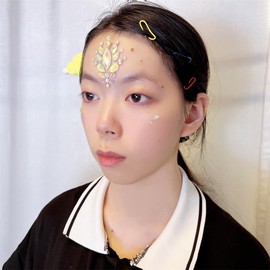 glow in the dark tattoos face jewels rave makeup temporary tattoo fluorescence crystals rhinestone carvinal face gems for new year pool dance party(tp343 small flower)