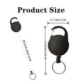 TDGBIH 2 PCS Retractable Key Chain Key-Rings Robust Heavy Duty Keychain Retractable Keychain Key Holder Belt Clip with Multitool Carabiner, 25 Inches Cord for Key Holder