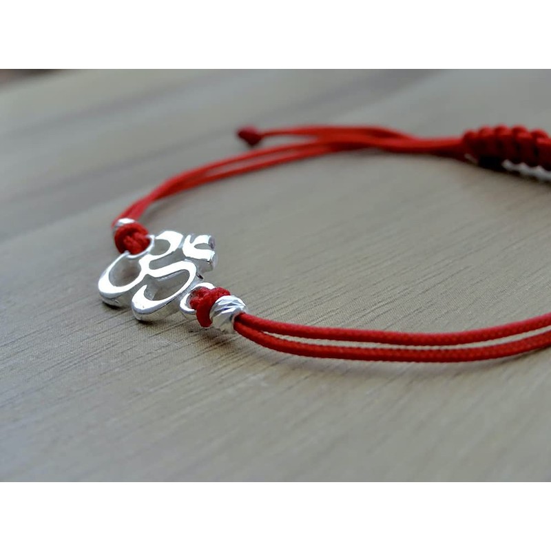 Om Bracelet Bangle Sterling Silver 925 Ohm On Yoga Red