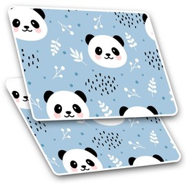 Rectangle Stickers (Set of 2) 10cm - Cute Baby Blue Panda Bear Fun Decals for Laptops,Tablets,Luggage,Scrap Booking,Fridges, #12936