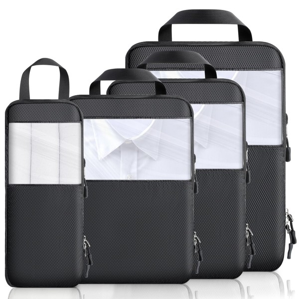 Cozary Suitcase Organiser Packing Cubes Compression Pack of 4 -